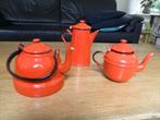 3 st. Nette retro emaille kannetjes, oranje, Ophalen of Verzenden