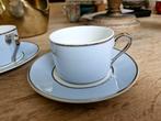 Eichholtz kop en schotels - lichtblauw met zilveren randje, Ophalen of Verzenden, Zo goed als nieuw, Effen, Kop(pen) en/of Schotel(s)