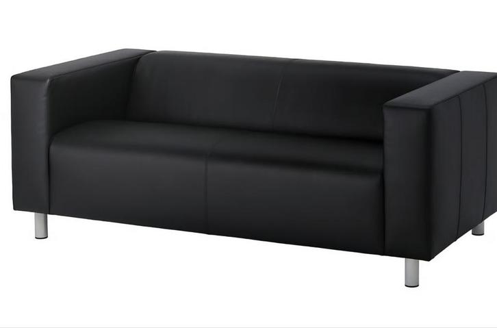 Bank Klippan zwart, Huis en Inrichting, Banken | Bankstellen, Zo goed als nieuw, Rechte bank, Tweepersoons, 150 tot 200 cm, 75 tot 100 cm