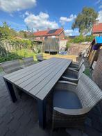 tuintafel 220x100 vintage antiek grijs, Ophalen of Verzenden, Gebruikt, Rechthoekig, Metaal