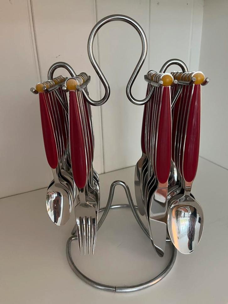 WMF Alessi bestekset met houder serie King Kong, Huis en Inrichting, Keuken | Bestek, Gebruikt, Bestekset, Rvs of Chroom, Ophalen of Verzenden