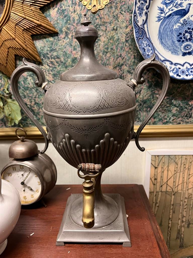 Antieke Tinnen Kraantjeskan Koffiepot, Ophalen of Verzenden