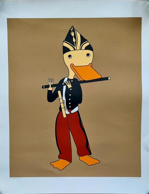 Zeefdruk "de Fluitspeler" Jeroen Allart, Antiek en Kunst, Kunst | Litho's en Zeefdrukken, Ophalen of Verzenden
