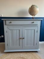 Vintage commode, grijze krijtverf, gouden greepjes, Ophalen, Gebruikt, 50 tot 100 cm, Minder dan 100 cm