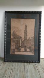 Ingelijste pentekening Zuiderkerkstoren Amsterdam uit 1932, Antiek en Kunst, Ophalen