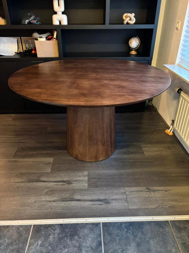 Mooie ronde mango houten eettafel - bijna nieuw!, Huis en Inrichting, Tafels | Eettafels, Zo goed als nieuw, 100 tot 150 cm, 100 tot 150 cm