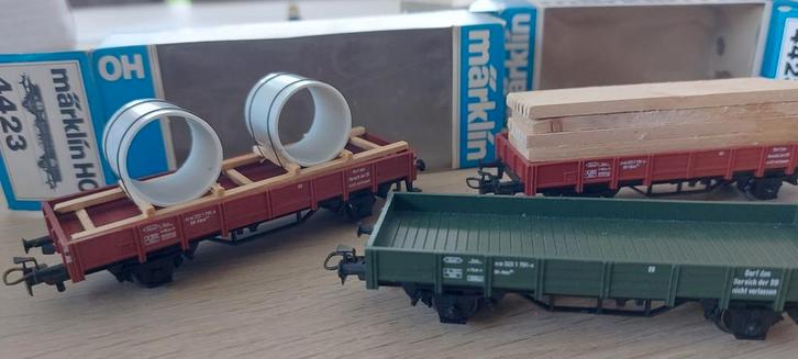 3 Märklin DB lageboordwagens artnr 4423 in ovp, Hobby en Vrije tijd, Modeltreinen | H0, Zo goed als nieuw, Wagon, Wisselstroom