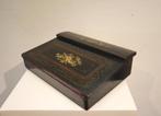 Antiek zwartgelakt schrijfkistje, opbergkistje, Ophalen of Verzenden