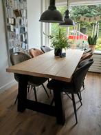 Massief eikenhouten eettafel, Huis en Inrichting, Tafels | Eettafels, Ophalen, 200 cm of meer, 50 tot 100 cm, Zo goed als nieuw