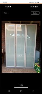 Hangleg kast met melkglazen deuren, Ophalen, Gebruikt, 100 tot 150 cm, 200 cm of meer