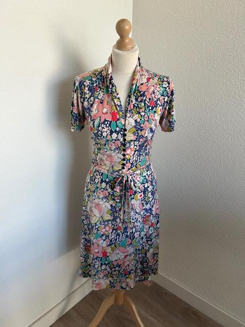 King Louie maat L retro emmy jurk, Kleding | Dames, Jurken, Zo goed als nieuw, Maat 42/44 (L), Blauw, Knielengte, Ophalen of Verzenden