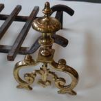 Set messing Franse vuurbokken met stalen vuurrooster, Ophalen of Verzenden