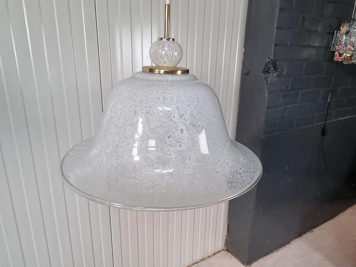 Vintage hanglamp Doria, glas, Huis en Inrichting, Lampen | Hanglampen, Gebruikt, 75 cm of meer, Glas, Metaal, Ophalen of Verzenden