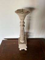 Kandelaar hout beige patina, 25 tot 50 cm, Beige, Ophalen of Verzenden, Zo goed als nieuw