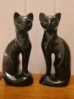 Vintage zwarte sfinx katten beelden, kat, design beeld, Ophalen of Verzenden, Zo goed als nieuw, Dier