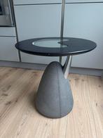 Leolux Cherobino design bijzettafel leer, glas en hout, Ophalen, Overige materialen, Rond, Zo goed als nieuw