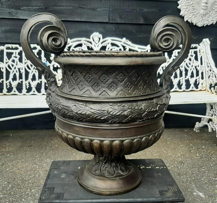 Grote echte bronzen baardvaas met oren 73 cm hoog uniek item, Antiek en Kunst, Antiek | Koper en Brons, Ophalen