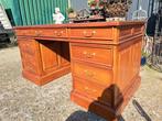 Klassieke Engelse schrijftafel, bureau, desk, met lederen in, Huis en Inrichting, Bureaus, Ophalen, Zo goed als nieuw