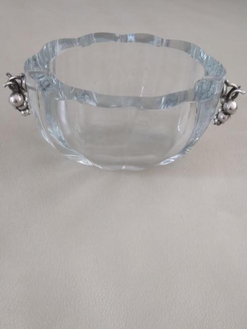 Kristallen bowl met zilveren handvaten, Georg Jenssen, DGH, Antiek en Kunst, Antiek | Glas en Kristal, Ophalen of Verzenden