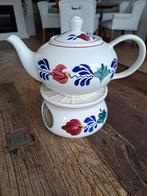 Boerenbont theepot met warmhouder, Ophalen of Verzenden, Aardewerk, Boerenbont, Overige typen
