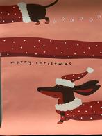 Teckel kersttrui kerstmuts canvas 30x40 cm poster kerst roze, Ophalen of Verzenden, Nieuw