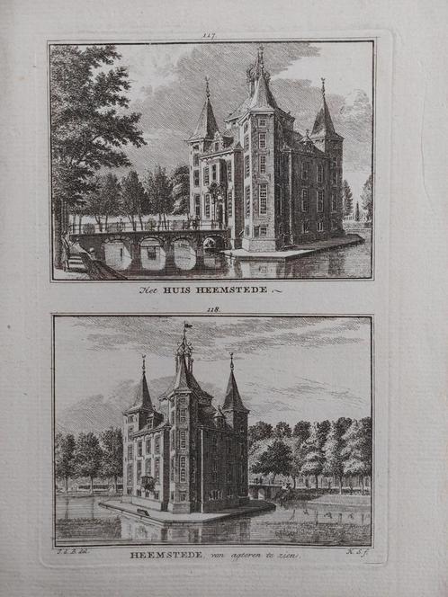 117-118 / Het Huis Heemstede Oude gravure uit 18e eeuw, Antiek en Kunst, Kunst | Etsen en Gravures, Ophalen of Verzenden