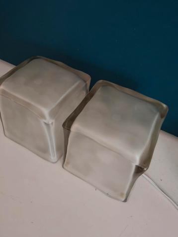 Vintage IKEA IVIKEN ijsblok ice cube glazen tafellamp lamp beschikbaar voor biedingen