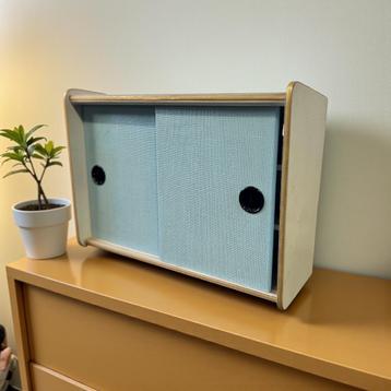 Vintage muntblauw mini hangkastje / muurkastje beschikbaar voor biedingen