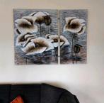 Olieverfschilderij op canvas-tweeluik- met bloemen, Ophalen, 125 cm of meer, Zo goed als nieuw, Schilderij