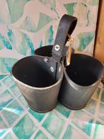 Zwarte rubberen tripple bloempotten, 13 x 26 cm, Overige materialen, ., Rond, Nieuw