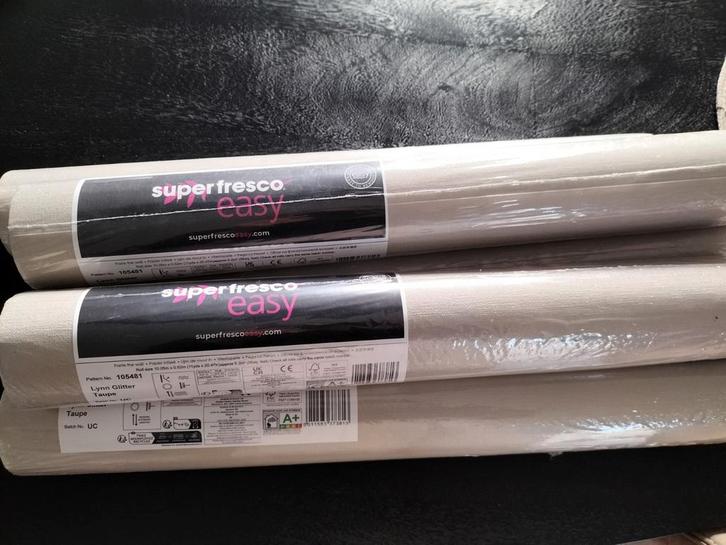 5 Rollen  licht taupe glitter behang van SuperFresco Easy, Huis en Inrichting, Stoffering | Behang, Beige, 25 tot 50 m², Ophalen of Verzenden