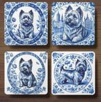 Cairn Terriër Delfts Blauw onderzetters met houder, Ophalen of Verzenden, Nieuw, Glas of Kopje
