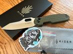 Kizer Cormorant 154CM Green G10 button lock zakmes NIEUW, Ophalen of Verzenden, Overige soorten, Azië, Mes of Dolk