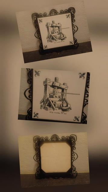 Wijnpers  tegeltje Met mooie afbeelding van Antieke Wijnpers beschikbaar voor biedingen