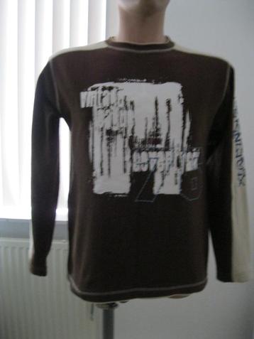 maat 164, 1 nieuwe sweater, bruin met beige print, 64 cm. beschikbaar voor biedingen