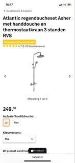 Regendouchesets kleuren:RVS, chroom, zwart, gunmetal, Doe-het-zelf en Verbouw, Sanitair, Ophalen of Verzenden, Nieuw, Rvs, Douche