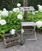 Frans brocante houten kratje voor 6 flessen, Ophalen of Verzenden