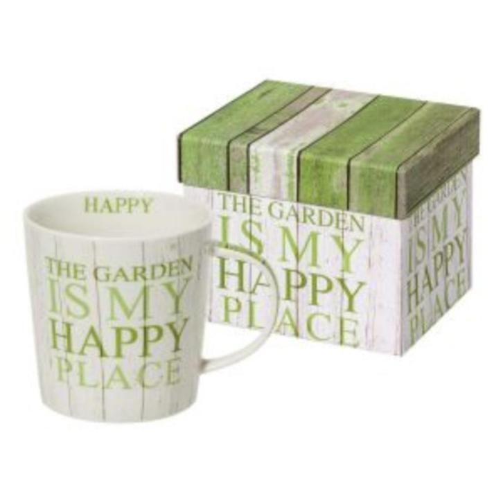 PPD Beker met Tekst The Garden is My Happy Place, Huis en Inrichting, Keuken | Servies, Nieuw, Kop(pen) en/of Schotel(s), Overige stijlen