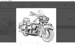 Motorfiets geborduurd op lapje stof van 44/44cm, Hobby en Vrije tijd, Stoffen en Lappen, Nieuw, Ophalen of Verzenden