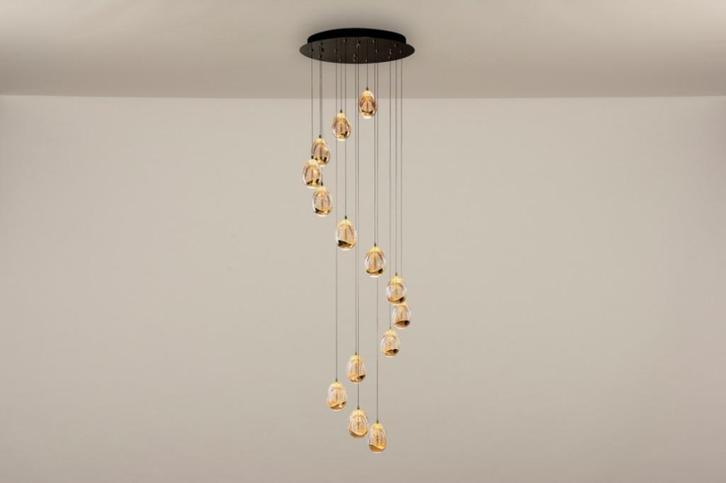 led hanglamp vide ei lamp goud glas of zwart H 110 max 350cm, Huis en Inrichting, Lampen | Hanglampen, Nieuw, Minder dan 50 cm