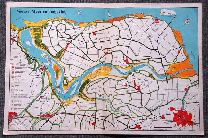 ## Kaart Veerse Meer en omgeving / Begin jaren'60 /Zeldzaam, Boeken, Atlassen en Landkaarten, Gelezen, Landkaart, Nederland, 1800 tot 2000