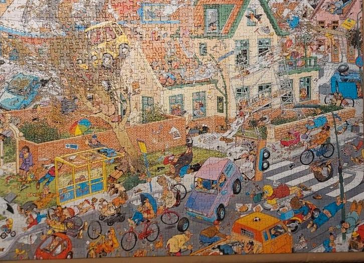 Jan van Haasteren 2x1000 - Safari & Storm (beschadigd), Hobby en Vrije tijd, Denksport en Puzzels, Gebruikt, Legpuzzel, 500 t/m 1500 stukjes
