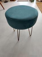 Krukje/voetenbankje in fluweel petrol groen, Huis en Inrichting, Banken | Voetenbanken en Poefen, Ophalen, Minder dan 50 cm, Rond