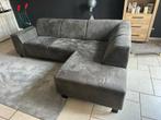 Grijze hoekbank van micro-suède, Huis en Inrichting, Banken | Complete zithoeken, Ophalen, Gebruikt, Stof