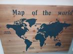 Houten ' map off the world', Huis en Inrichting, Woonaccessoires | Wanddecoraties, Ophalen, Gebruikt
