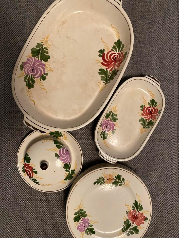 Boerenbont Ontbijtset - 60s Vintage, Antiek en Kunst, Antiek | Servies compleet, Ophalen of Verzenden