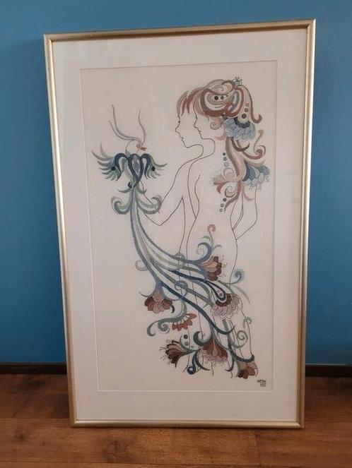 Prachtig ingelijst kruissteekhandwerk 65/104cm, Huis en Inrichting, Woonaccessoires | Schilderijen, Tekeningen en Foto's, Zo goed als nieuw