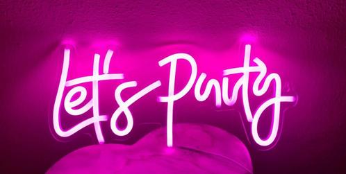 Neon LED verlichting mini 'Let's Party' roze op plexiglas, Huis en Inrichting, Lampen | Overige, Nieuw, Ophalen of Verzenden
