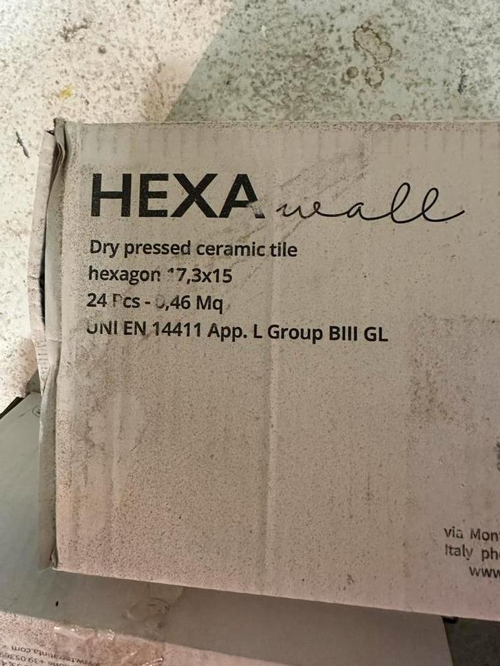 Hexagon Wandtegels 7,3x15 - Nieuw in Doos!, Doe-het-zelf en Verbouw, Tegels, Nieuw, Wandtegels, Keramiek, Minder dan 20 cm, Minder dan 5 m²