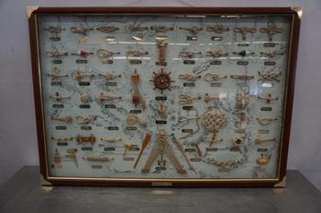 Prachtige wandvitrine met zeemansknopen op kaart beschikbaar voor biedingen